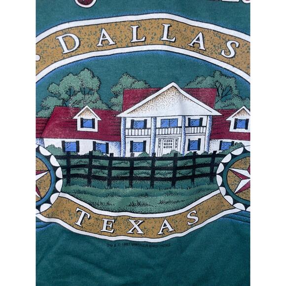 Vintage Southfork Ranch Shirt Dallas Anvil Texas Green Graphic Tee VTG 90s Small - Picture 4 of 10